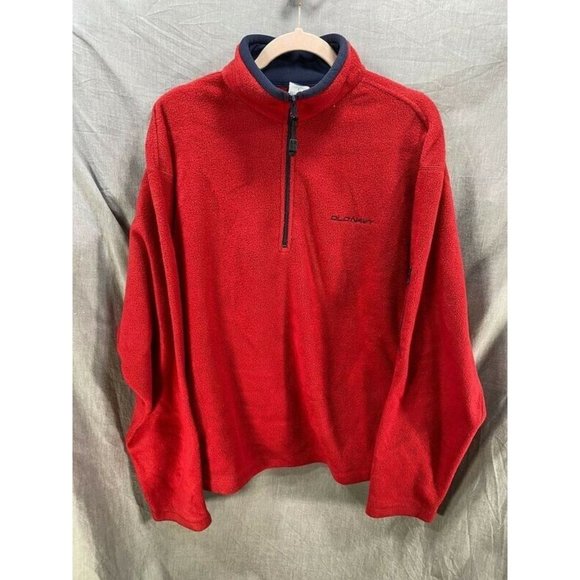 Old Navy Sweater Adult Large Red Soft Fleece Long Sleeve 1/2 Zip Sweatshirt Mens - Picture 1 of 9